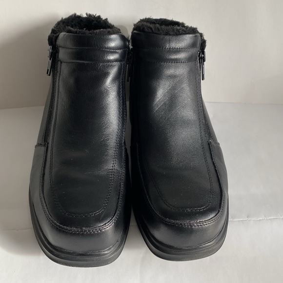 Areni One Leather Winter Ankle Boots Men`s Faux Fur Lining Dual Zip Black 8.5 - Picture 2 of 13
